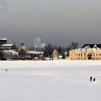 Отец с дочкой переходят Суру по льду. Пенза. 02.02.14 :: Alexandr Shemetov