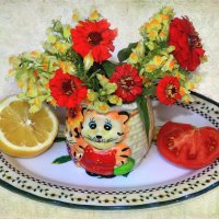 Фруктово-овощной натюрморт с цветами :: Ирина Виниченко