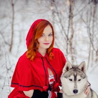 Красная шапочка и сибирский хаски :: Эльмира Грабалина