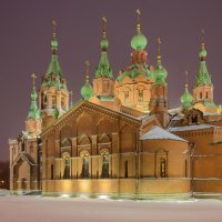 Челябинск. Ночь. Храм Александра Невского :: Марк Э