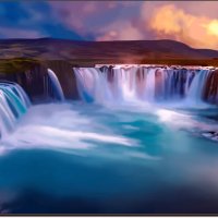 Водопад Годафосс (Goðafoss) Исландия.  (работа выполненная на графическом планшете Huion.) № 62 :: Anatol L