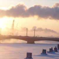 Морозный туман над Благовещенским мостом :: Елена 