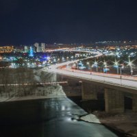 Вечерний Октябрьский мост с подсветкой :: SmygliankA 