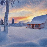 Снежная и морозная акварельная зима :: Лидия (naum.lidiya)