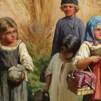Кившенко А.Д.  Жнитво (Дети, несущие в поле обед жницам). 1878  Фрагмент :: Gen Vel