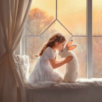 "Девочка с кроликом на окне" :: Дина Агеева