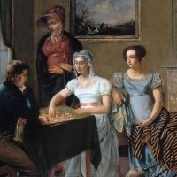 Густав Тауберт – Семейный портрет в интерьере за игрой в шахматы 1830 :: Gen Vel