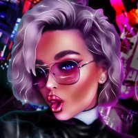 Fashionable girl with glasses in the neon fog. :: Герман 
