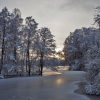 Зимний закат на озере :: Leonid Voropaev