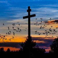 Кружились в небе вороны вокруг креста из дерева... :: Анатолий Клепешнёв