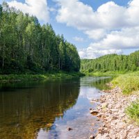 Крупнокаменистая река Сьӧд-Ю (Чёрная река). Таёжные просторы Республики Коми. :: Николай Зиновьев