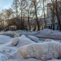 Груды снега, как жирные сивучи, лежат вдоль дороги. :: Виктор Иванович Чернюк