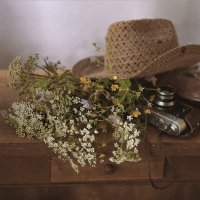 Букет цветов, шляпа и старый фотоаппарат... :: Liliya 