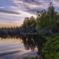 Лагерь на берегу реки на закате :: Сергей Цветков