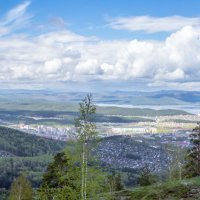 На вершине Ильменского хребта. Перевал у Машгородка, г. Миасс (панорама). :: Алексей Трухин