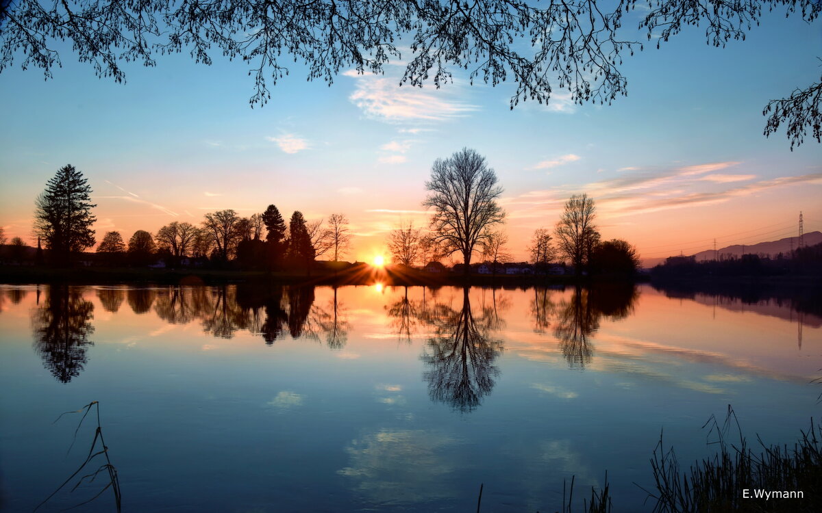 январский закат на реке Ааре - Elena Wymann январский закат на реке Ааре - Elena Wymann