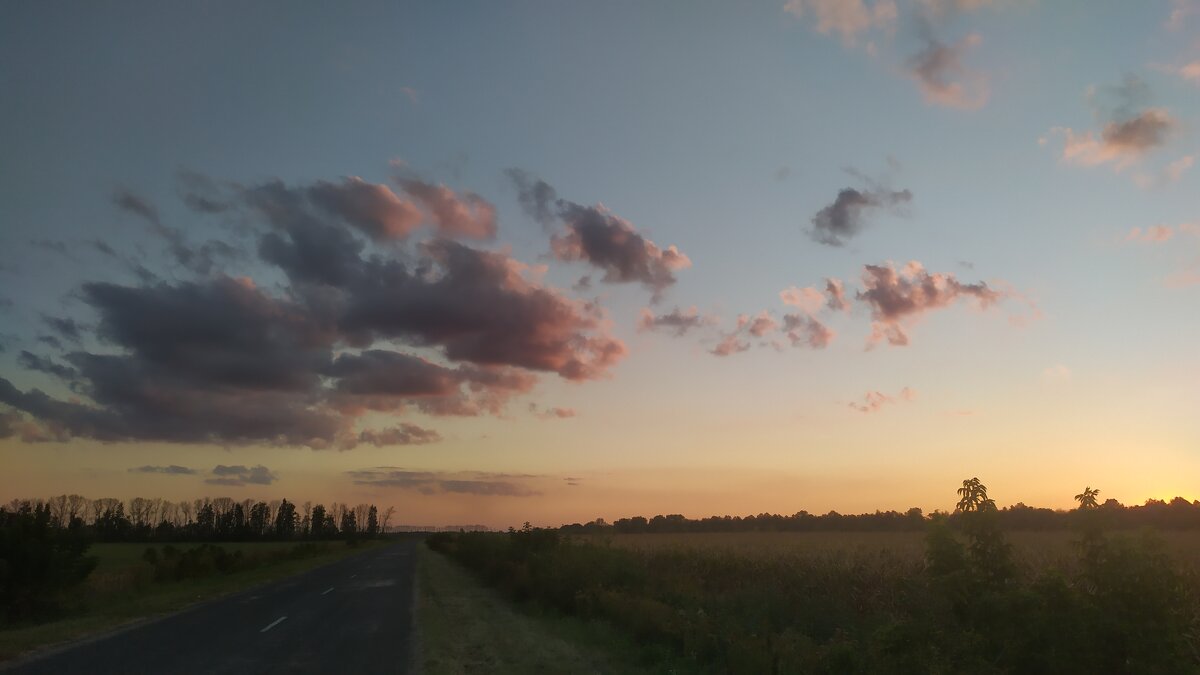 Осень, небо, закат, сентябрь, дорога, поле. - Ivan 