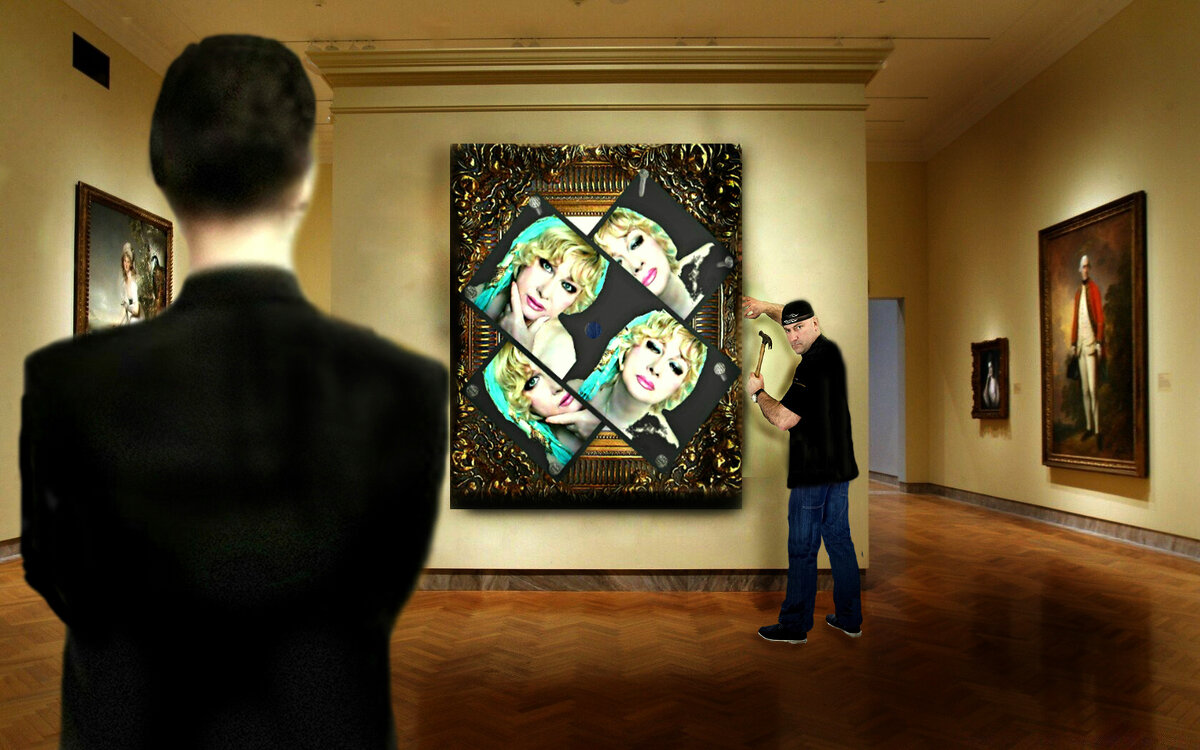 Картина  на  реставрации  (коллаж) - Е.М. ***