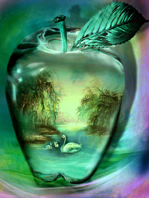 Роспись  яблока  из   стекла - Е.М. ***