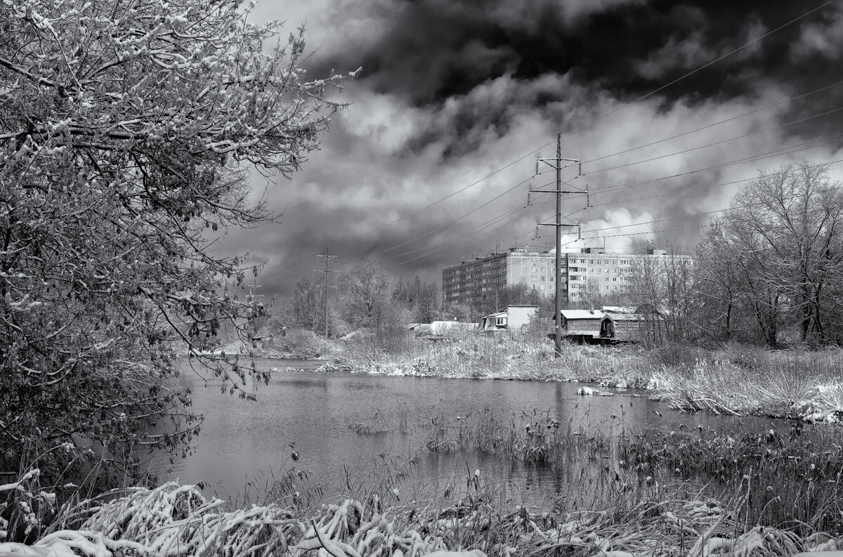 Зимний городской пейзаж - Александр Синдерёв