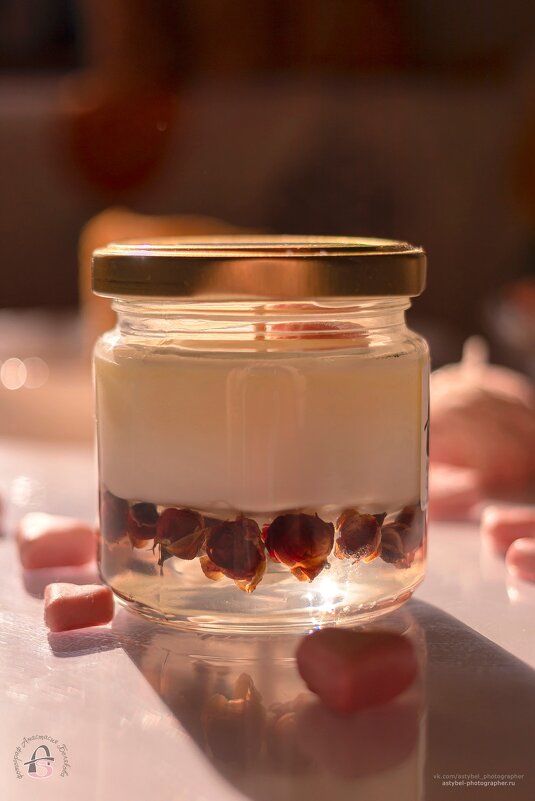 Ароматная свеча ручной работы с прозрачным гелем, "Роза" - Анастасия Белякова