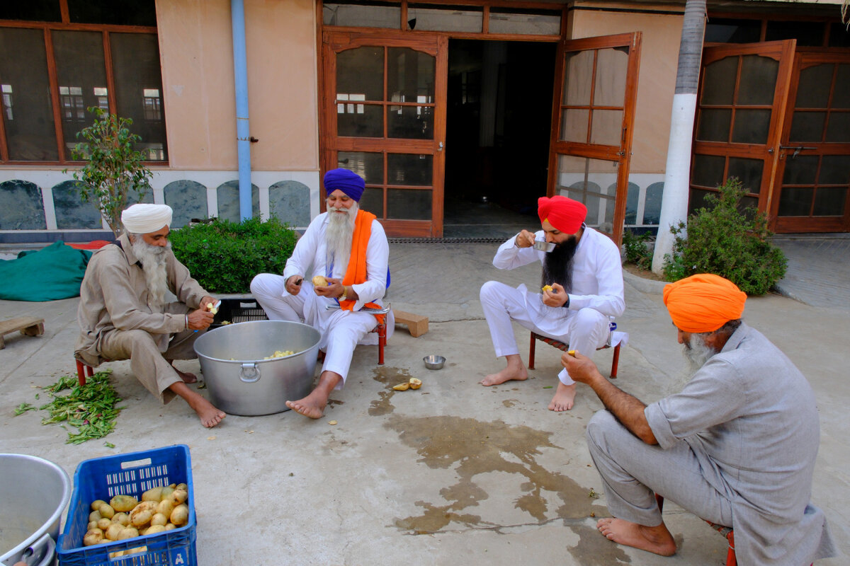 Сикхские мужчины чистят картошку - Георгий А Сикхские мужчины чистят картошку - Георгий А