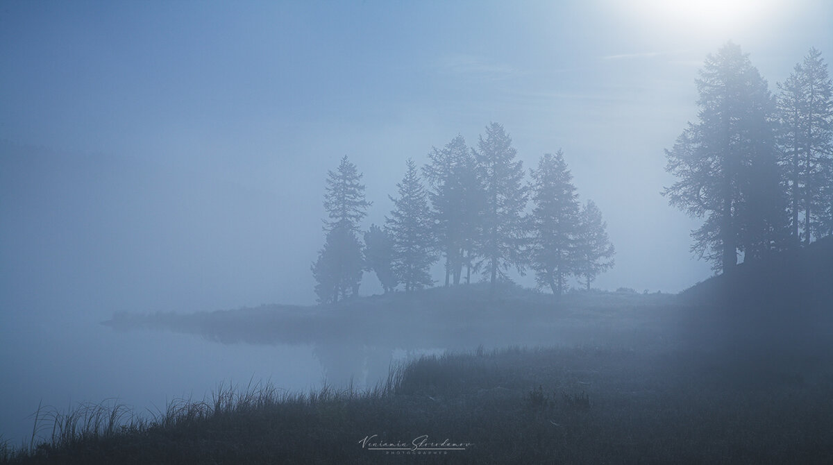 Туманное утро на Улаганском озере - Вениамин Скородумов