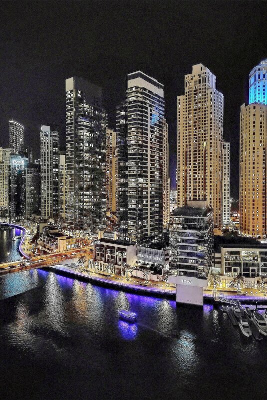 Дубай ночью.  Автор Саша, январь  2023 г. - Вера ВЕСНА см. Фотогруппа  ВЕСНА Личный Блог