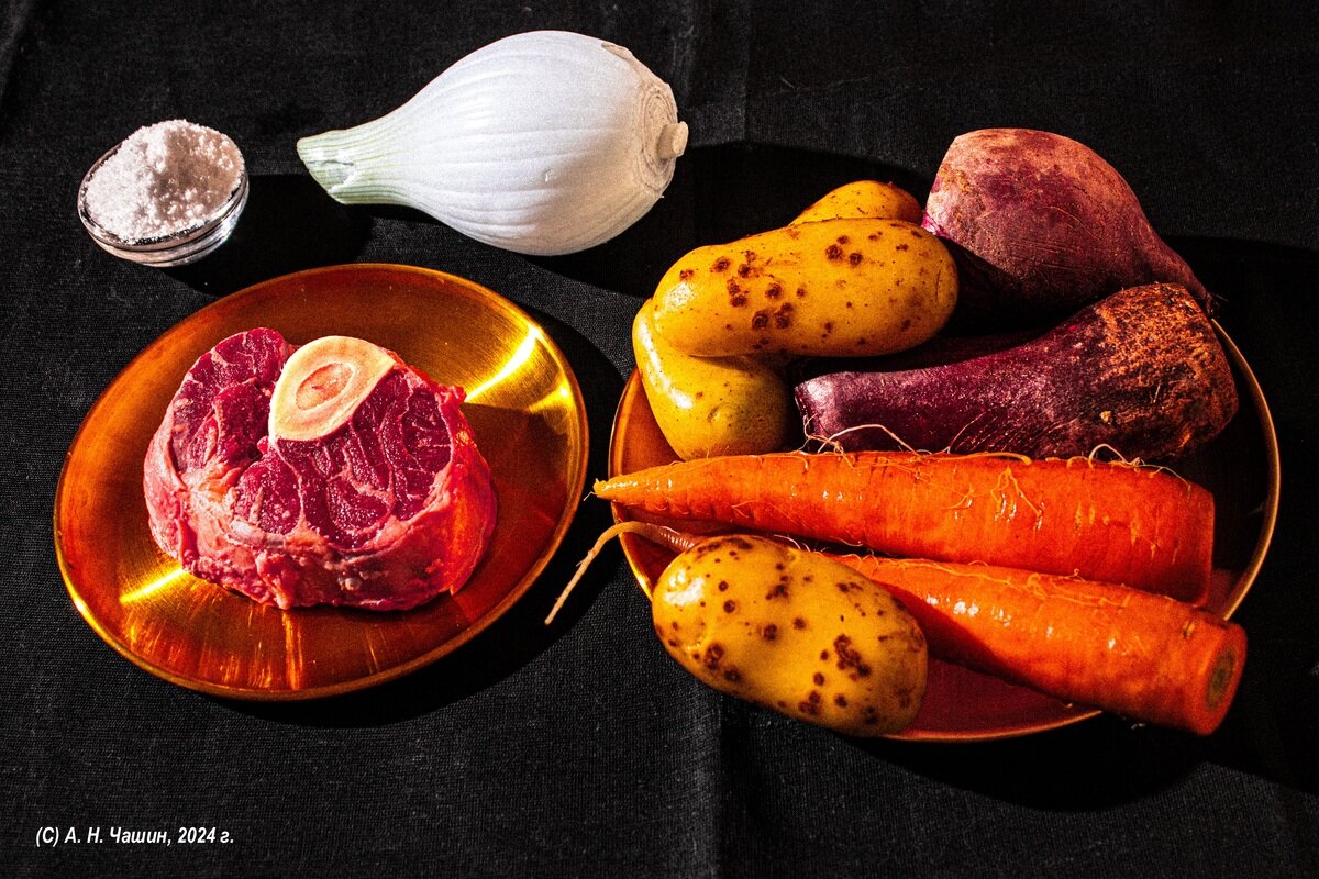 Натюрморт с мясом и овощами - Александр Чашин