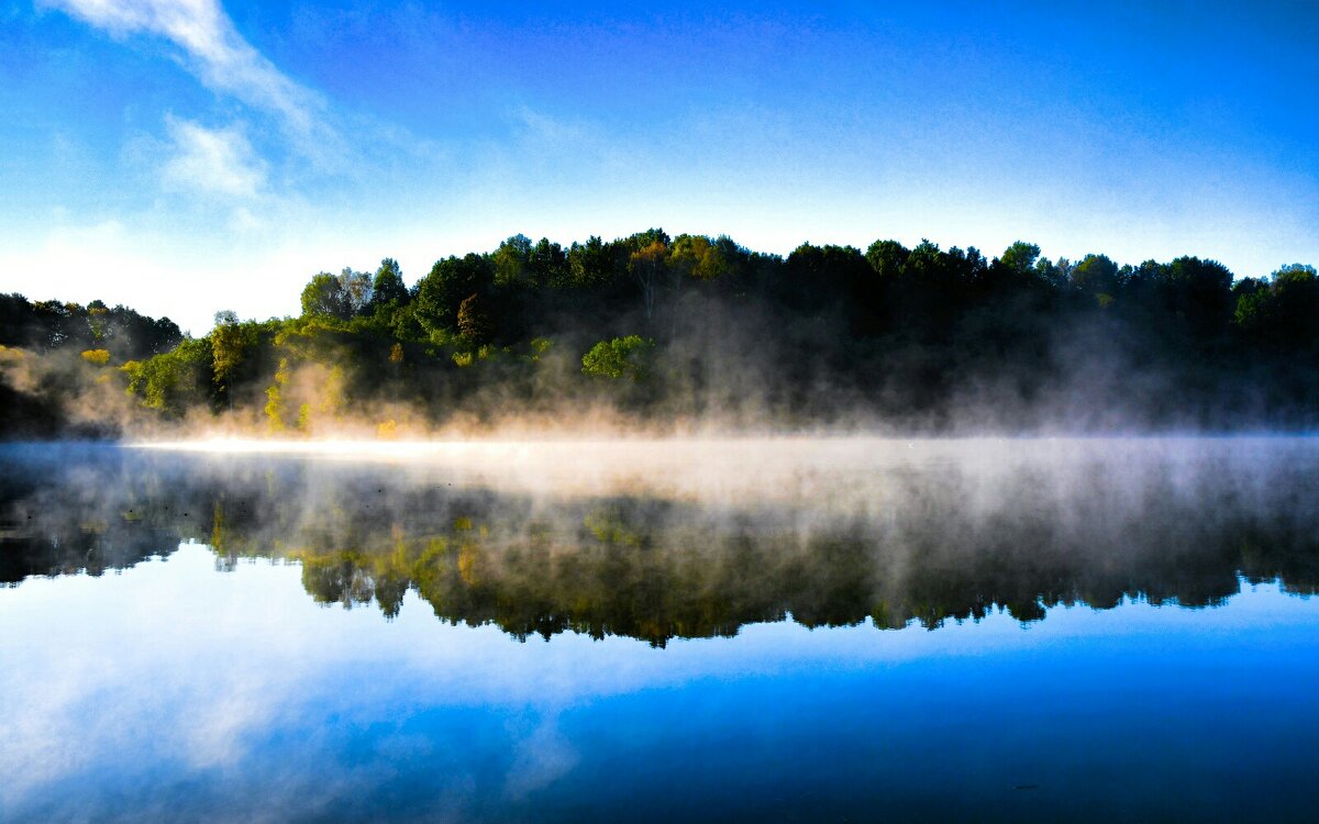 Утренний туман на озере. - Милешкин Владимир Алексеевич 