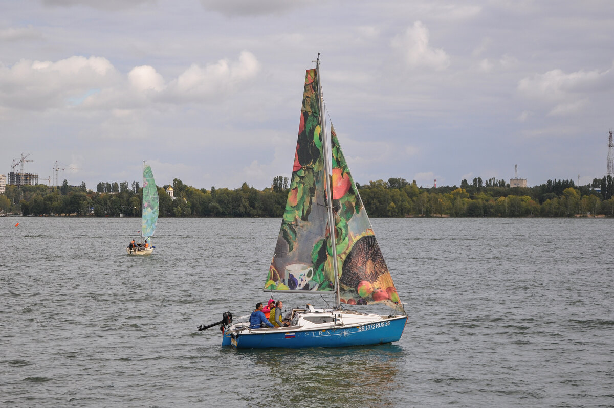 Репродукция картины Бориса Кустодиева "Яблоки" на парусах яхты - Татьяна Машошина