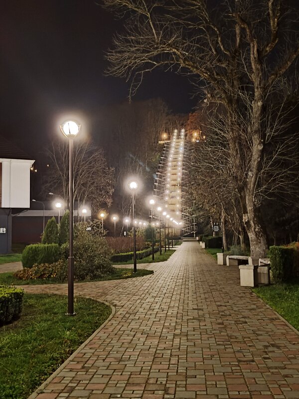 Прогулка по городу...Освещенная дорожка к ресторану... - tatyana 