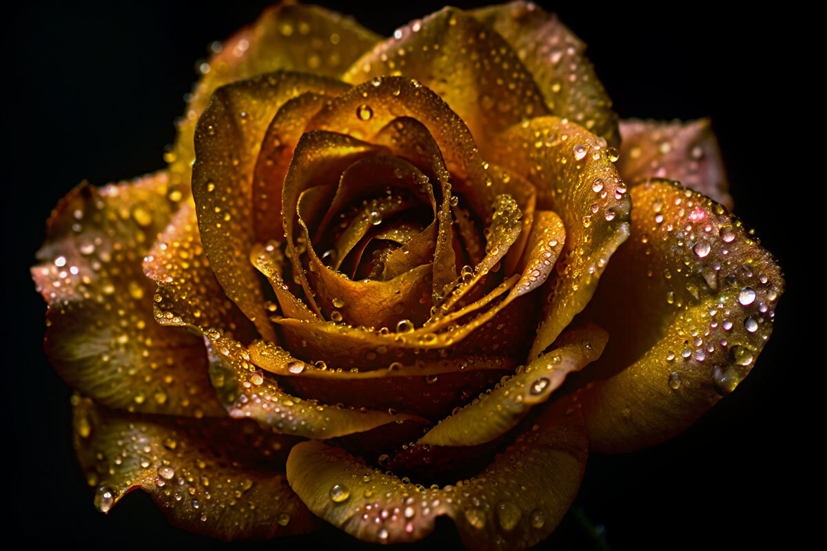 Лепестки чайных роз  в каплях, блеском ласкают - Римма Волченко