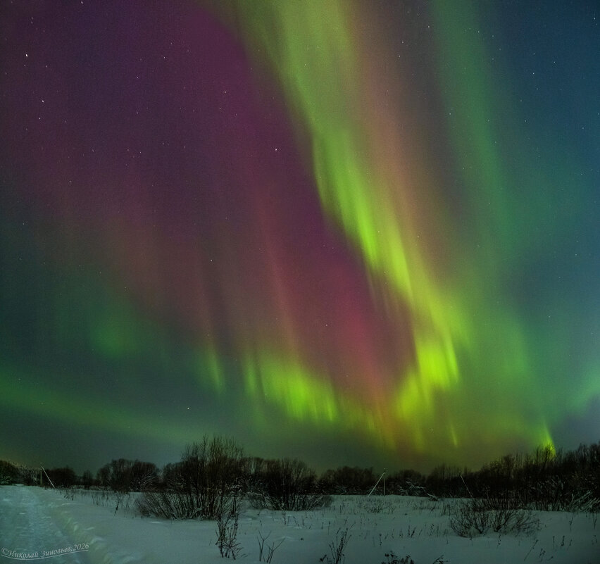 Полярное сияние вечером 20 января в Ухте - Николай Зиновьев Полярное сияние вечером 20 января в Ухте - Николай Зиновьев