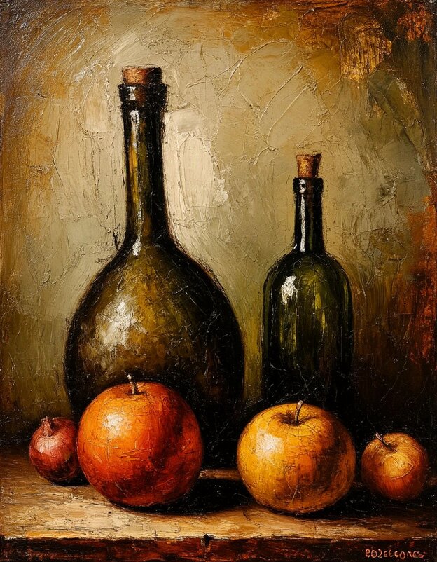 Две бутылки и фрукты - Георгий Пичугин