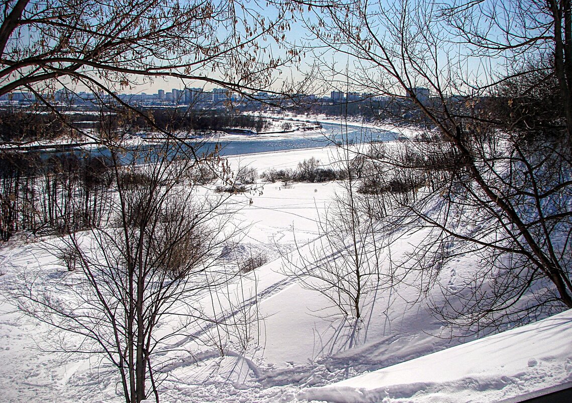 Вид с крутого обрыва на Москва-реку,,, - Анатолий Колосов