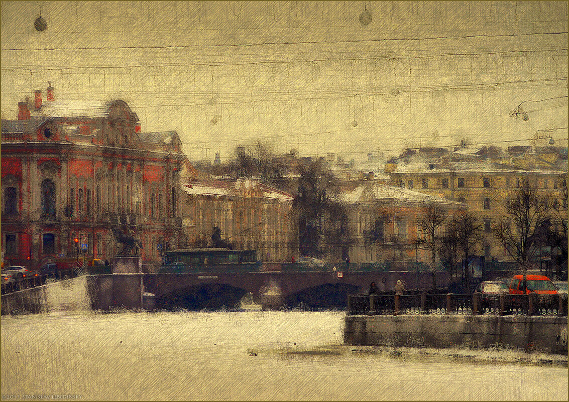My magic Petersburg_01145_р. Фонтанка с видом на Аничков мост - Станислав Лебединский