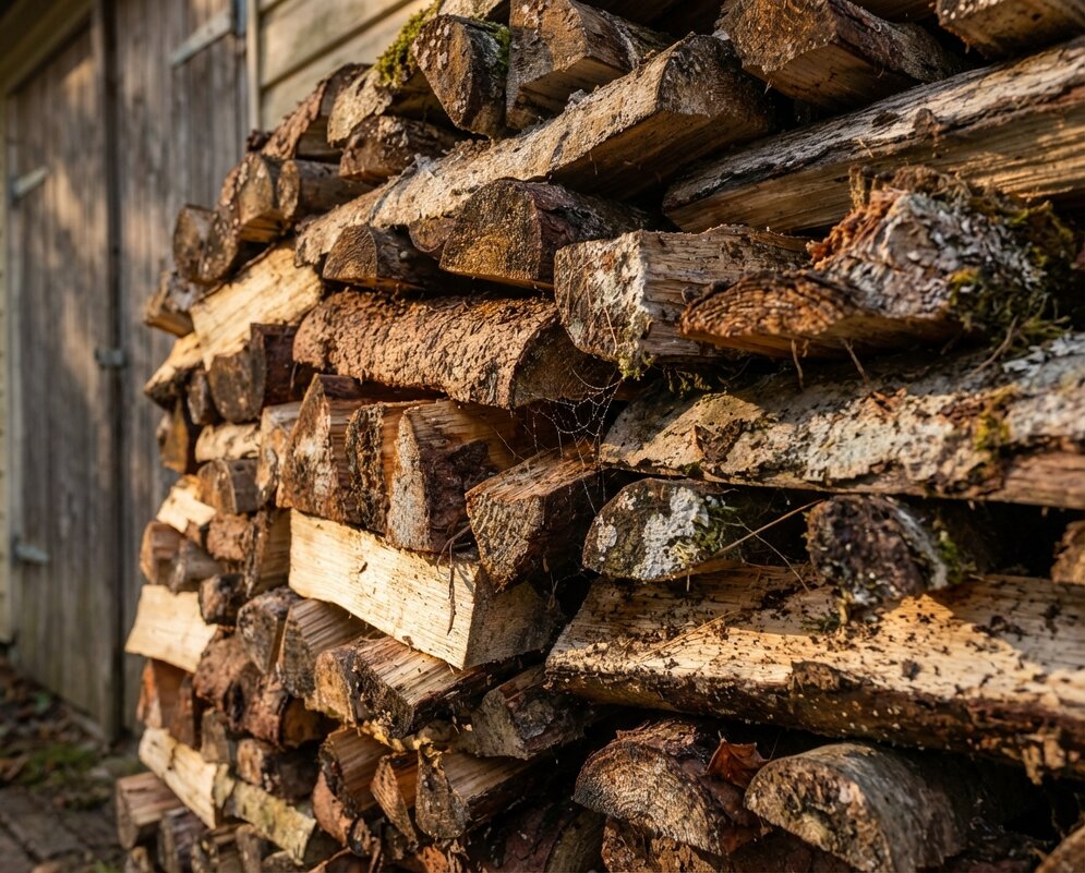 Поленница дров в вечернем солнце - Лилия 