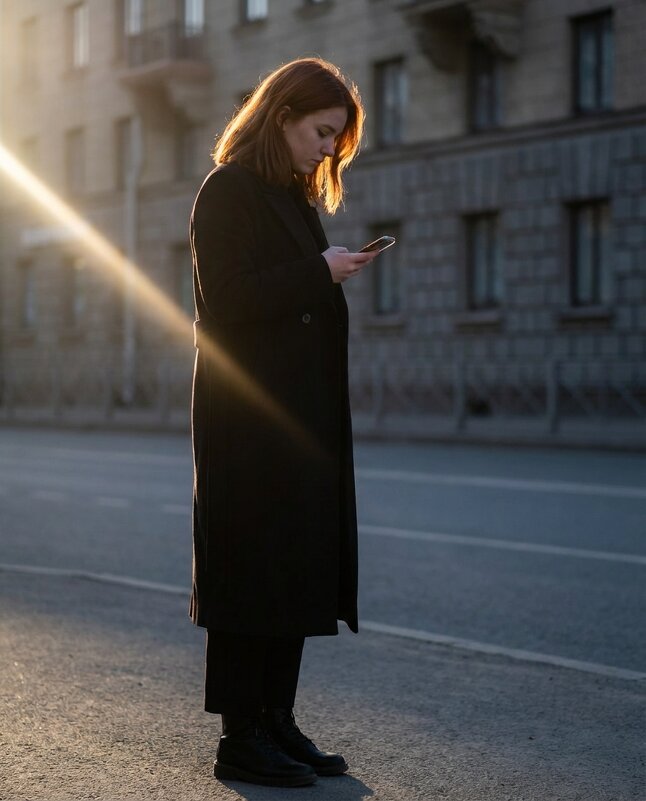 Девушка на остановке в луче солнца - Лилия 