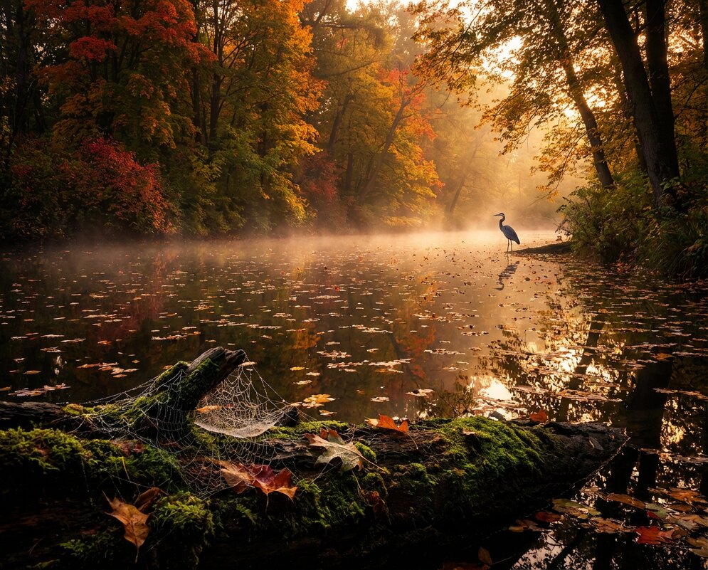 Осеннее утро с цаплей - Лилия Осеннее утро с цаплей - Лилия
