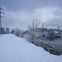 Речка в городе зимой :: Александр Синдерёв