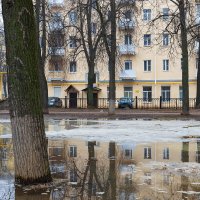 Дом и его отражение в талой воде :: Александр Синдерёв