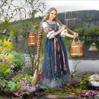 У реки Ингоды с коромыслом :: Екатерина Панова