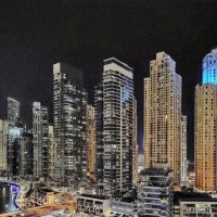 Дубай ночью.  Автор Саша, январь  2023 г. :: Вера ВЕСНА см. Фотогруппа  ВЕСНА Личный Блог