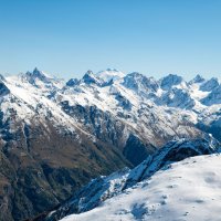 Кавказский хребет.  Вид на Эльбрус. Домбай. :: Дина Евсеева