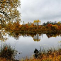 Рыбак на озере. :: Милешкин Владимир Алексеевич 