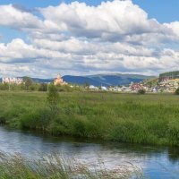 Летнее утро на реке Миасс. г. Миасс, Машгородок (панорама). :: Алексей Трухин