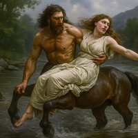 Кентавр Несс похищает жену Геракла Деяниру :: Aleksey Afonin