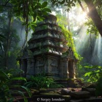 Таинственный храм скрытый в густых джунглях Индии с лучами света :: Сергей Ионников