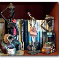 натюрморт на книжной полке